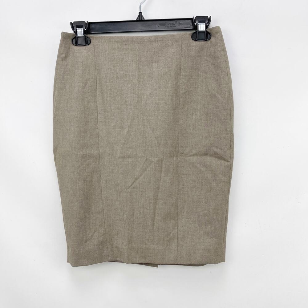Ann Taylor Womens Pencil Skirt Size 0 PETITE Taupe Stretch Knee Length NWT